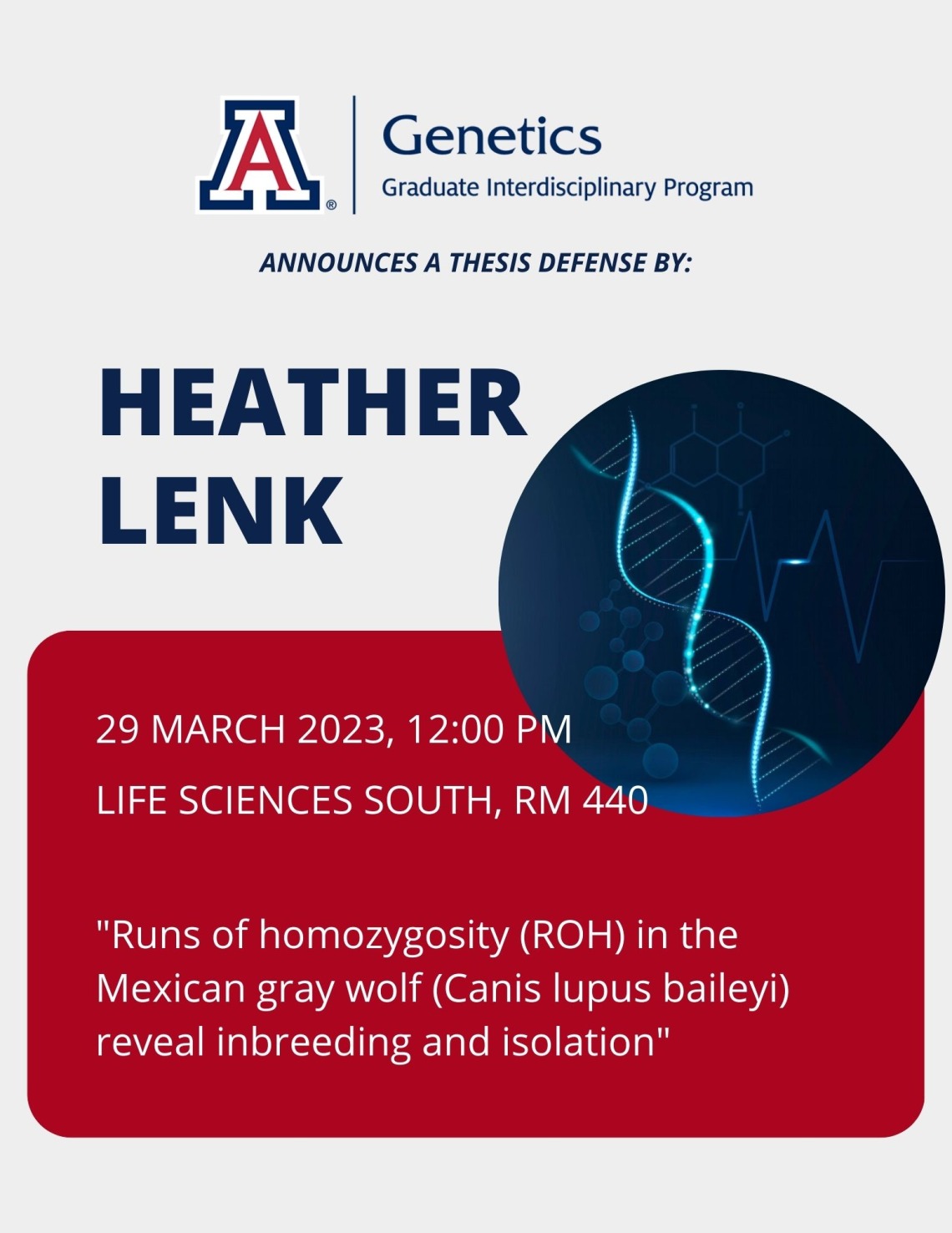 Thesis Defense Announcement for Heather Lenk
