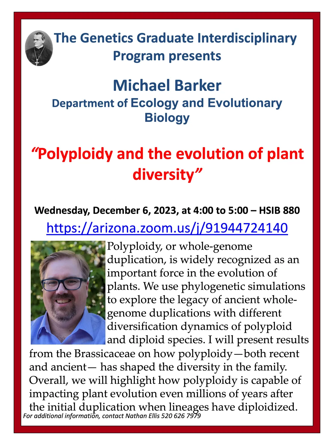 Flyer for Barker Lecture